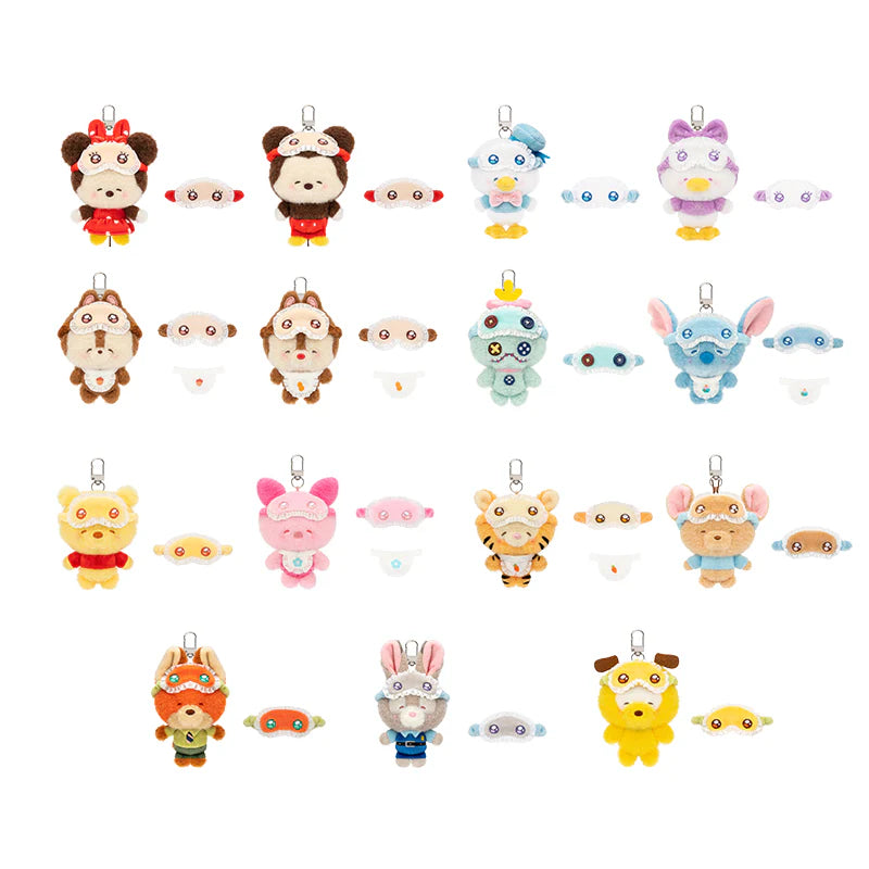 TOP TOY x Disney Squinting Sleepwear Series Plush Keychains Blind Box