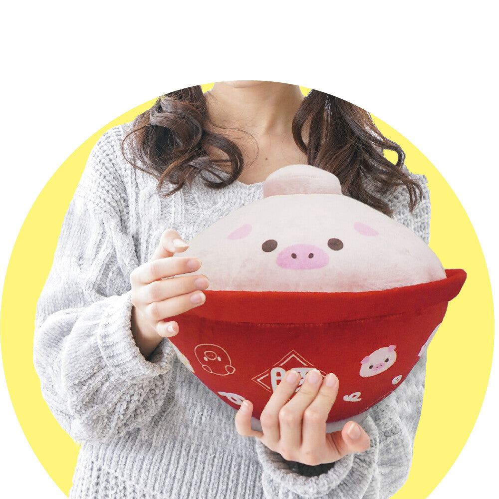 Bowl-Shaped Animal Plush with Keychain
