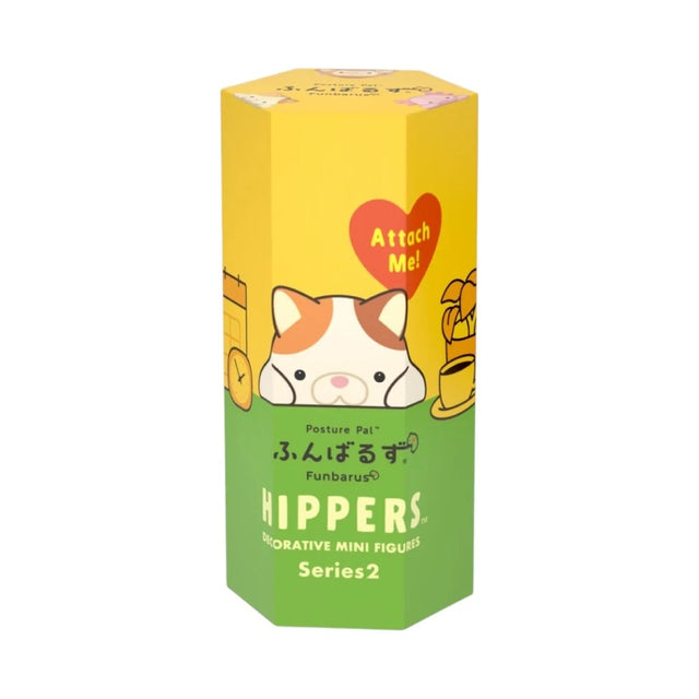 Funbarus HIPPERS Series 2 single blind box with calico cat artwork on yellow and green packaging