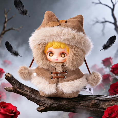 Tan fur-hooded Sinck Mua Materialism Series plush keychain character