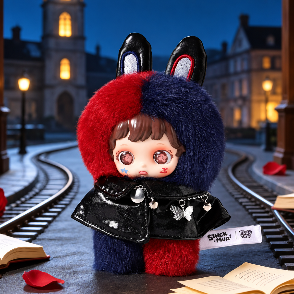 Two-tone hooded Sinck Mua Materialism Series plush keychain character