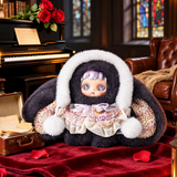 Black and white hooded Sinck Mua Materialism Series plush keychain character