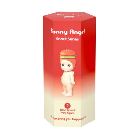 Sonny Angel Snack Series single blind box in red packaging with Hamburger figure artwork